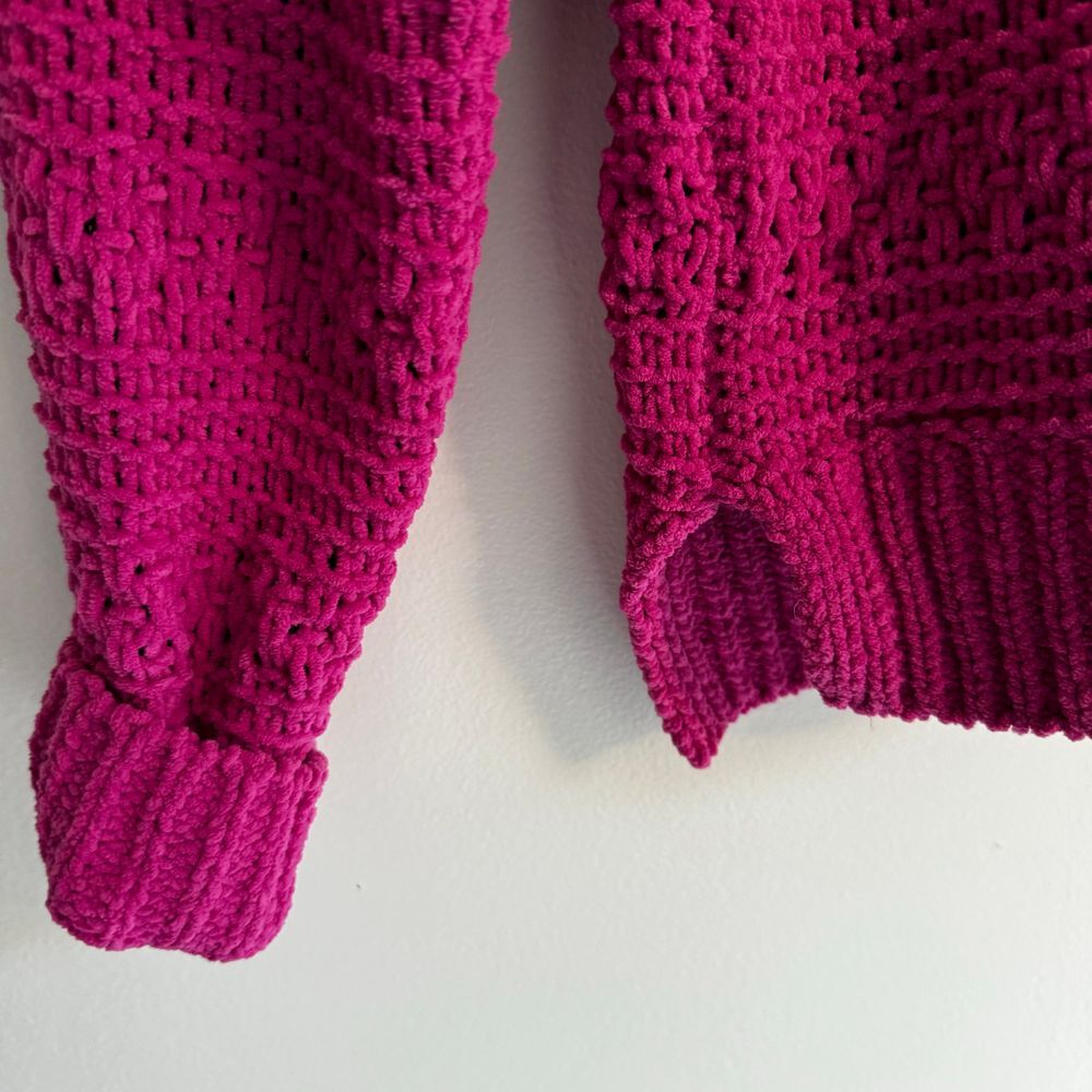 Abercrombie Chenille Knit Pullover‎ Pink Cozy Sweater Size Large Mock Neck - Picture 7 of 8